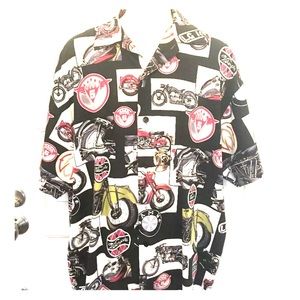 Velocycle motorcycle camp shirt rayon blend XL